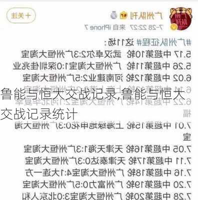 鲁能与恒大交战记录,鲁能与恒大交战记录统计