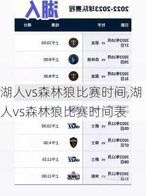 湖人vs森林狼比赛时间,湖人vs森林狼比赛时间表