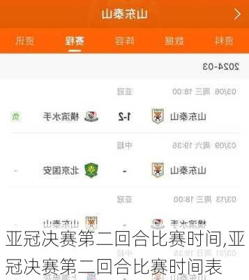亚冠决赛第二回合比赛时间,亚冠决赛第二回合比赛时间表