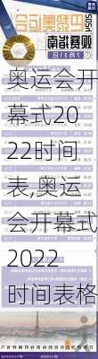 奥运会开幕式2022时间表,奥运会开幕式2022时间表格