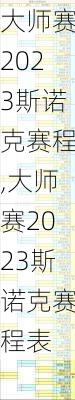 大师赛2023斯诺克赛程,大师赛2023斯诺克赛程表