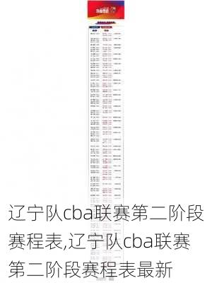 辽宁队cba联赛第二阶段赛程表,辽宁队cba联赛第二阶段赛程表最新