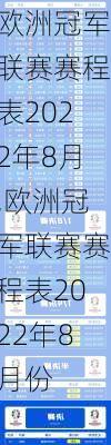 欧洲冠军联赛赛程表2022年8月,欧洲冠军联赛赛程表2022年8月份