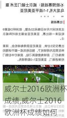 威尔士2016欧洲杯成绩,威尔士2016欧洲杯成绩如何