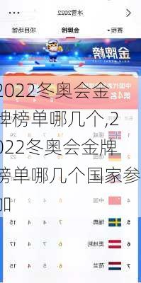 2022冬奥会金牌榜单哪几个,2022冬奥会金牌榜单哪几个国家参加