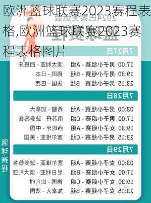 欧洲篮球联赛2023赛程表格,欧洲篮球联赛2023赛程表格图片