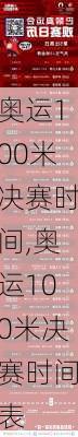 奥运100米决赛时间,奥运100米决赛时间表