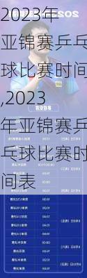 2023年亚锦赛乒乓球比赛时间,2023年亚锦赛乒乓球比赛时间表