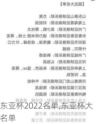 东亚杯2022名单,东亚杯大名单