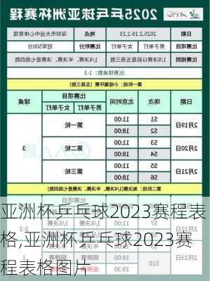 亚洲杯乒乓球2023赛程表格,亚洲杯乒乓球2023赛程表格图片