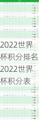 2022世界杯积分排名,2022世界杯积分表