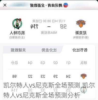 凯尔特人vs尼克斯全场预测,凯尔特人vs尼克斯全场预测分析