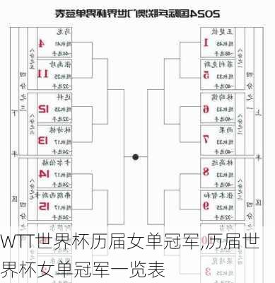 WTT世界杯历届女单冠军,历届世界杯女单冠军一览表