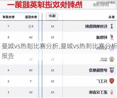 曼城vs热刺比赛分析,曼城vs热刺比赛分析报告