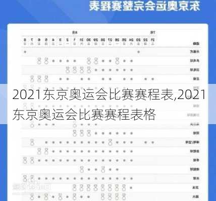 2021东京奥运会比赛赛程表,2021东京奥运会比赛赛程表格