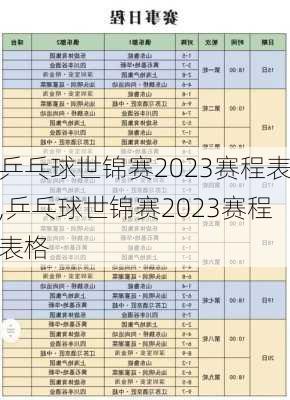 乒乓球世锦赛2023赛程表,乒乓球世锦赛2023赛程表格