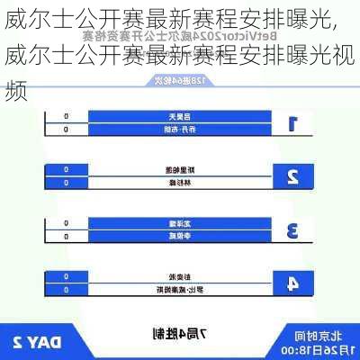 威尔士公开赛最新赛程安排曝光,威尔士公开赛最新赛程安排曝光视频