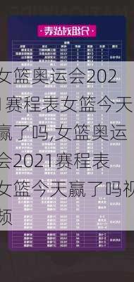 女篮奥运会2021赛程表女篮今天赢了吗,女篮奥运会2021赛程表女篮今天赢了吗视频