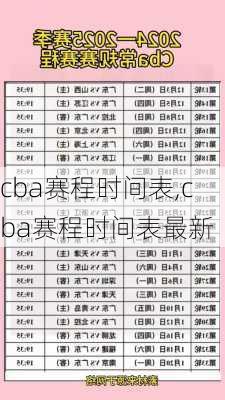 cba赛程时间表,cba赛程时间表最新