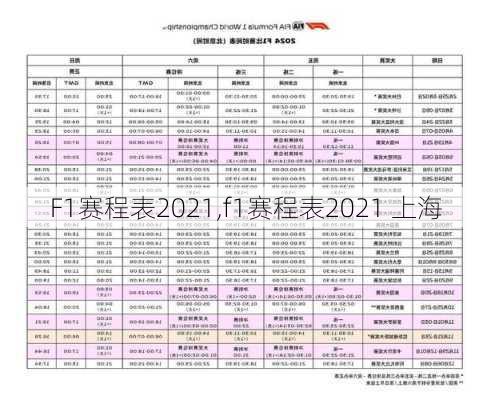 F1赛程表2021,f1赛程表2021 上海