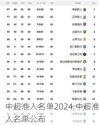 中超准入名单2024,中超准入名单公布