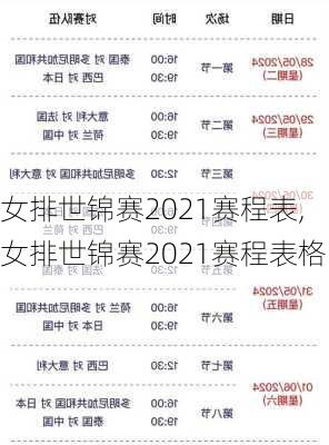 女排世锦赛2021赛程表,女排世锦赛2021赛程表格