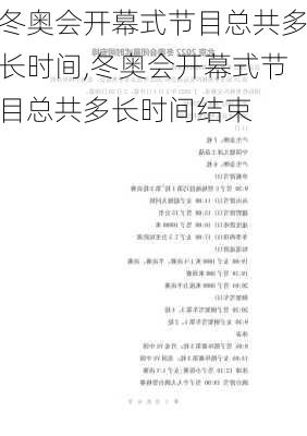 冬奥会开幕式节目总共多长时间,冬奥会开幕式节目总共多长时间结束