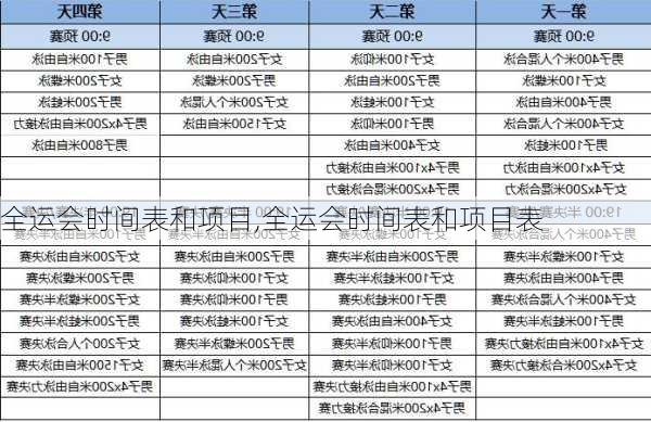 全运会时间表和项目,全运会时间表和项目表