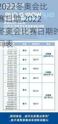 2022冬奥会比赛日期,2022冬奥会比赛日期时间表